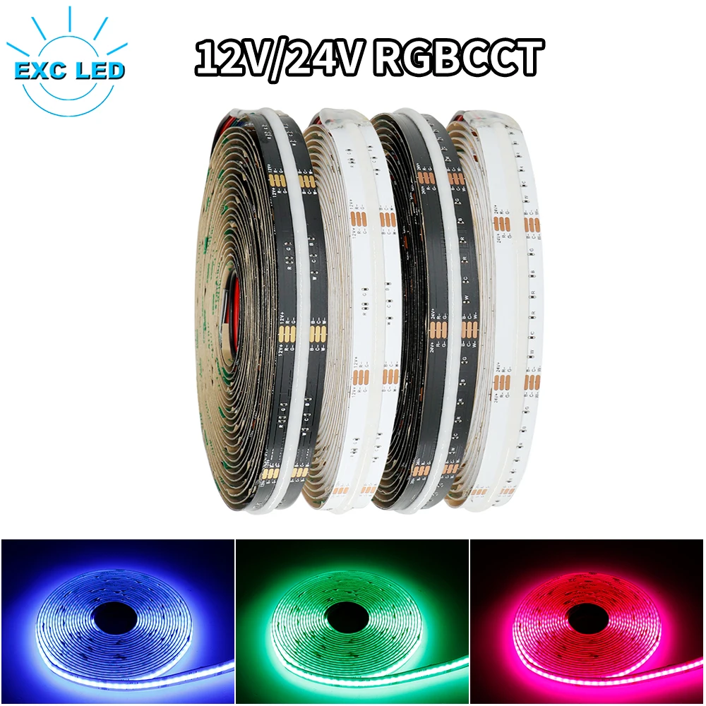 COB LED Strip Lights 960Leds/m RGBCCT High Density Ultra Bright Flexible FCOB Led Tape Lighting For Room Decoration RA90 DC24V
COB LED Strip Lights 960Leds/m RGBCCT High Density Ultra Bright Flexible FCOB Led Tape Lighting For Room Decoration RA90 DC24V
