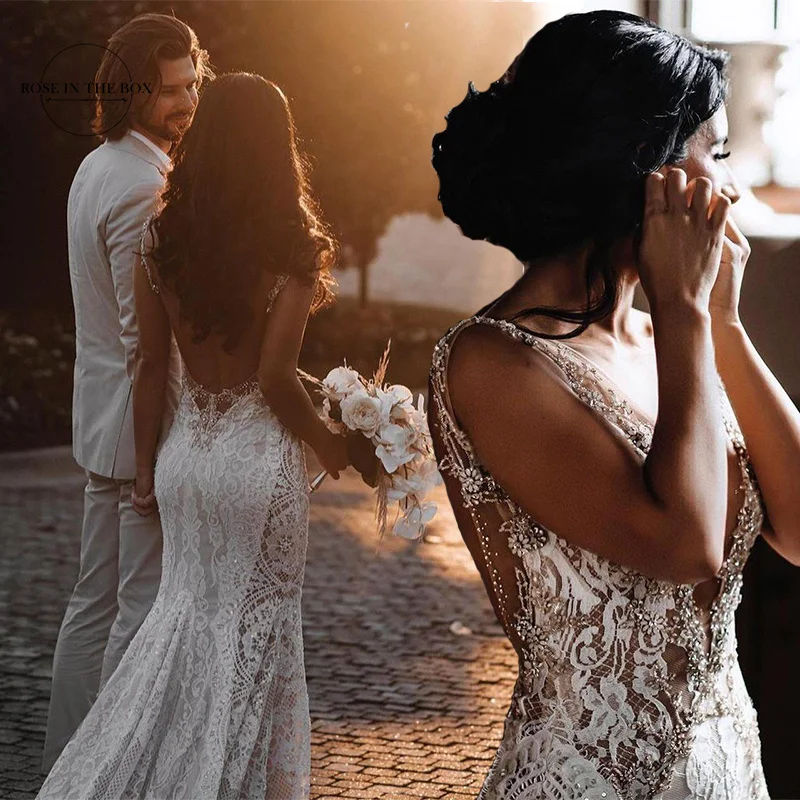 Abiti Da Sposa 2025 Lusso Crystal Beaded Mermaid Wedding Dresses Illusion Neck Vintage Lace Bridal Gowns Custom Robe de Mariee
Abiti Da Sposa 2025 Lusso Crystal Beaded Mermaid Wedding Dresses Illusion Neck Vintage Lace Bridal Gowns Custom Robe de Mariee