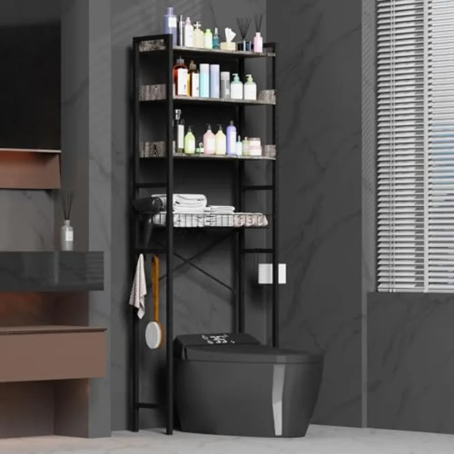 Over The Toilet Storage 4-Tier, Freestanding Bathroom Organizer Shelf with Adjustable Basket and Shelves, 67" Tall Space-Saving
Over The Toilet Storage 4-Tier, Freestanding Bathroom Organizer Shelf with Adjustable Basket and Shelves, 67" Tall Space-Saving