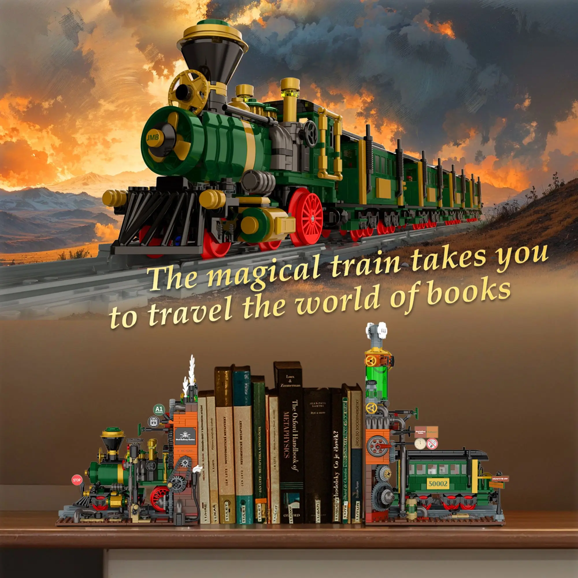 1380pcs Book Stand Train Building Blocks Desktop Decoration Steampunk Western Railway Station Bookend Bricks Toys Adults Gifts
1380pcs Book Stand Train Building Blocks Desktop Decoration Steampunk Western Railway Station Bookend Bricks Toys Adults Gifts