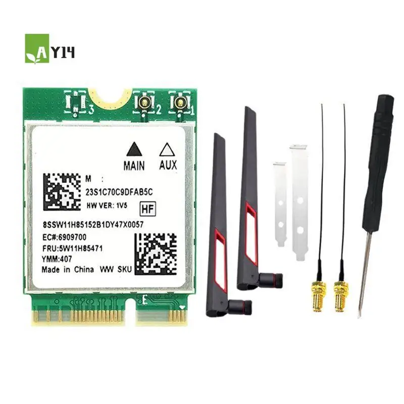 AY14 -RTL8922AE Wifi7 Card 6338Mbps 2.4G/5G/6G Bluetooth5.4 M.2 NGFF Wireless Wifi Adapter Card+10DB Antenna For Win10/Win11
AY14 -RTL8922AE Wifi7 Card 6338Mbps 2.4G/5G/6G Bluetooth5.4 M.2 NGFF Wireless Wifi Adapter Card+10DB Antenna For Win10/Win11