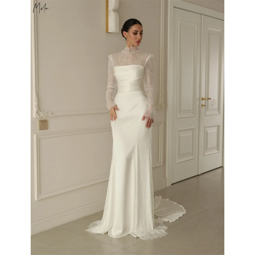 Mila Customized White Mermaid High Neck Beaded Prom Dress Long Sleeve Pleats Formal Evening Gown Floor-Length Vestidos De Fiesta
Mila Customized White Mermaid High Neck Beaded Prom Dress Long Sleeve Pleats Formal Evening Gown Floor-Length Vestidos De Fiesta