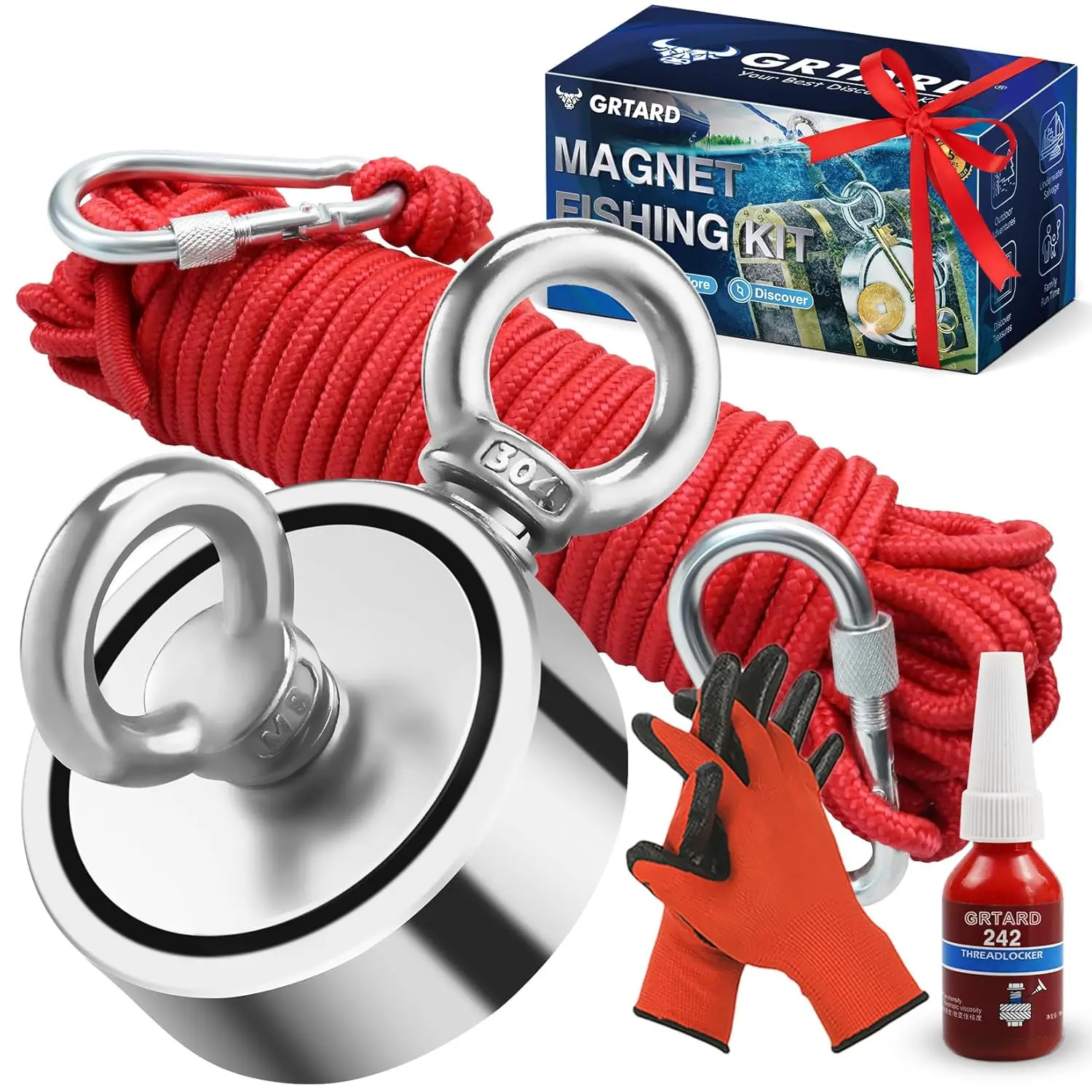 1000 LBS Magnet Fishing Kit with Double Sided Neodymium Magnets, 65 Ft Rope & Protective Gloves - Perfect Gift for Men
1000 LBS Magnet Fishing Kit with Double Sided Neodymium Magnets, 65 Ft Rope & Protective Gloves - Perfect Gift for Men