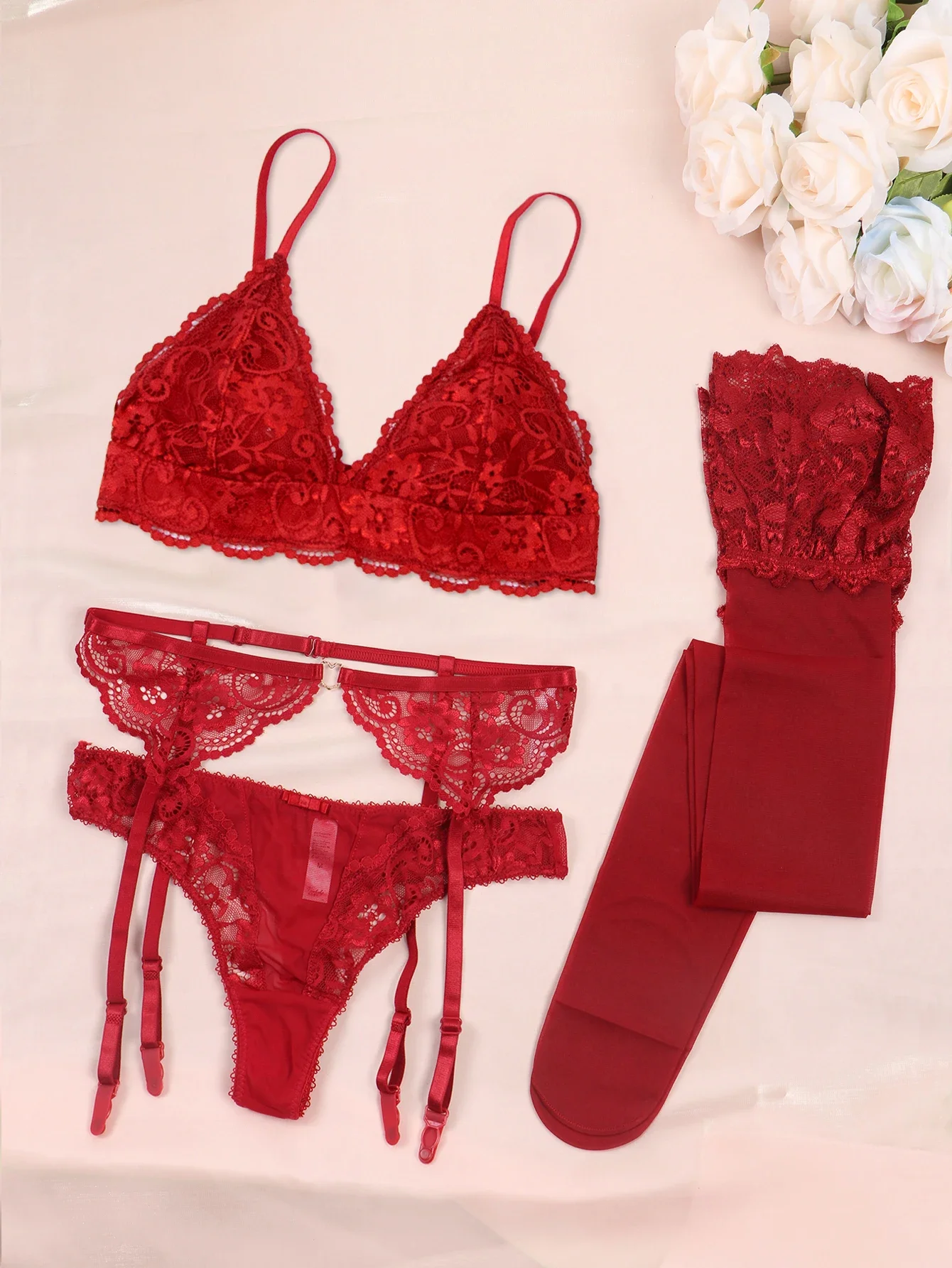 Varsbaby Lace Bra Sets for Women Non-padded Bra Panty Garter Stockings Summer Underwear Lingerie Sexy
Varsbaby Lace Bra Sets for Women Non-padded Bra Panty Garter Stockings Summer Underwear Lingerie Sexy