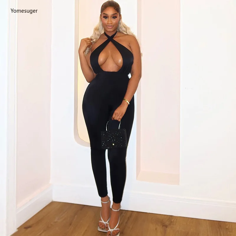 Yomesugar Sexy Backless Black Jumpsuits Women 2026 Spring Cross Halter Hollow Sleeveless Skinny Rompers Midnight Party Clubwear
Yomesugar Sexy Backless Black Jumpsuits Women 2026 Spring Cross Halter Hollow Sleeveless Skinny Rompers Midnight Party Clubwear