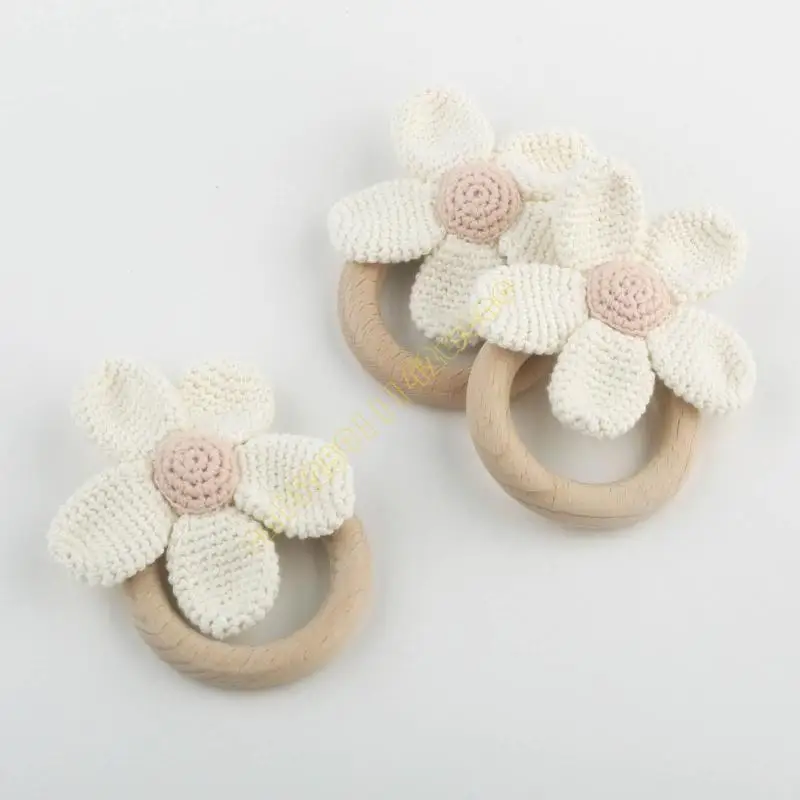 Wooden Teething Rings Crochet Knitted Flower Teether Rings Teething Soothing Molar Chewing Toy Baby Teether DXAD
Wooden Teething Rings Crochet Knitted Flower Teether Rings Teething Soothing Molar Chewing Toy Baby Teether DXAD