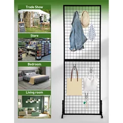 Grid Wall Panels Standing Wire Grid, Display Rack with T-Base Wheels Freestanding Gridwall Panel Tower Grid Wall Panels Standing Wire Grid, Display Rack with T-Base Wheels Freestanding Gridwall Panel Tower