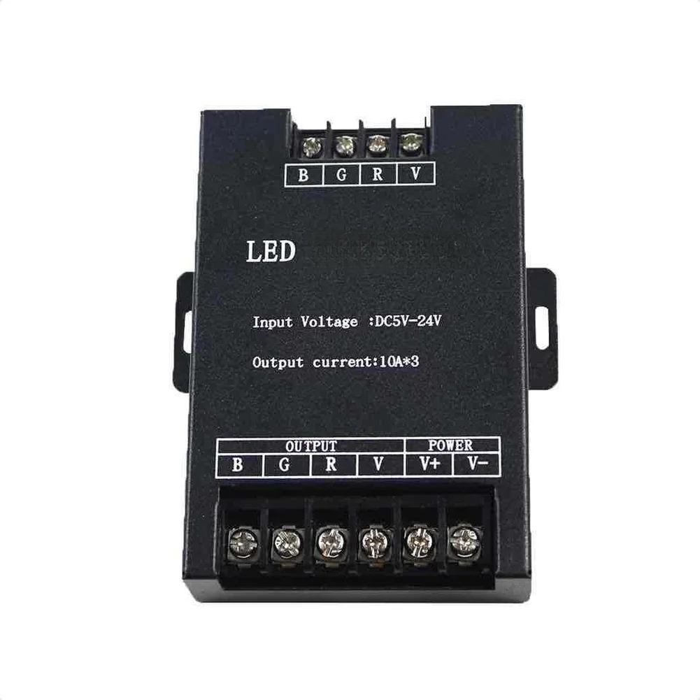 Усилитель сигнала для RGB LED-лент 360W 30A, темно-серый, с поддержкой PWM, вход DC5V-24V, 10A на канал, металлический корпус
Усилитель сигнала для RGB LED-лент 360W 30A, темно-серый, с поддержкой PWM, вход DC5V-24V, 10A на канал, металлический корпус