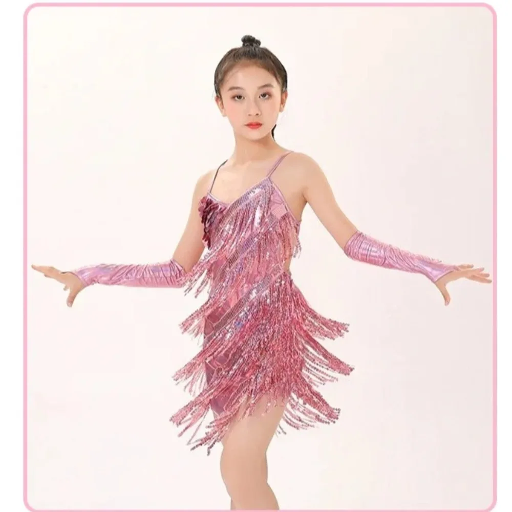 Kids Girls Sequins Tassel Latin Dance Dress with Gloves Sparkly Ballroom Competition Practice Costume performance accessories
Kids Girls Sequins Tassel Latin Dance Dress with Gloves Sparkly Ballroom Competition Practice Costume performance accessories
