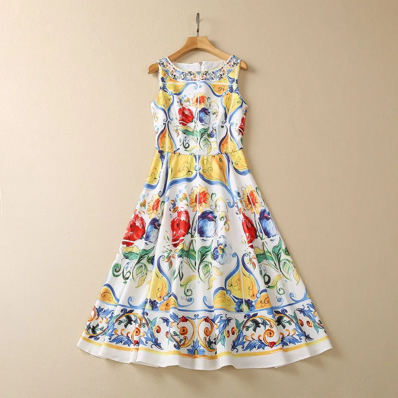 Europe and the United States 2024 Summer new Runway Sicilian Baroque Vintage Floral Dress
Europe and the United States 2024 Summer new Runway Sicilian Baroque Vintage Floral Dress