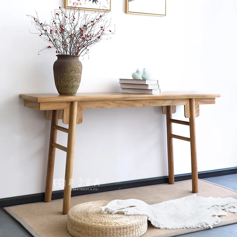 New Chinese style home flat head strip case solid wood old elm living room offering table Shentai incense case offering tea tabl
New Chinese style home flat head strip case solid wood old elm living room offering table Shentai incense case offering tea tabl