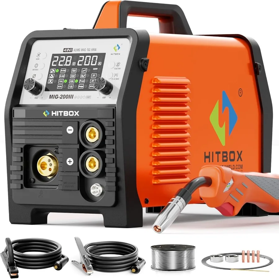 MIG Welder 200A 6 in 1 Gas MIG/Gasless Flux Core MIG/Stick/Lift TIG/Spot Welding/Spool Gun 110V/220V Aluminum Welder Mac
MIG Welder 200A 6 in 1 Gas MIG/Gasless Flux Core MIG/Stick/Lift TIG/Spot Welding/Spool Gun 110V/220V Aluminum Welder Mac