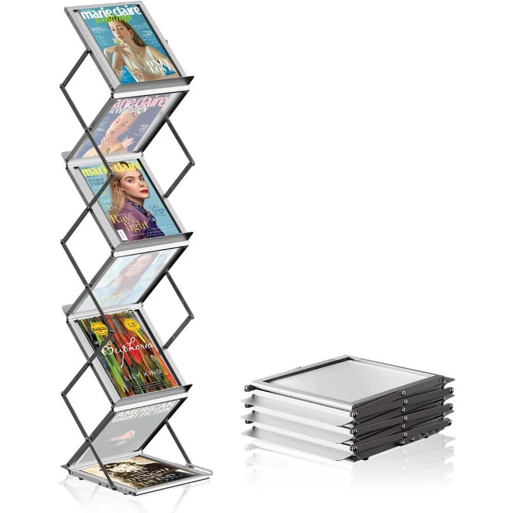 Aluminum Folding Magazine Rack with 6 Pockets, Floor-Standing Exhibition Display Stand, Perfect for showcasing brochures, magazi
Aluminum Folding Magazine Rack with 6 Pockets, Floor-Standing Exhibition Display Stand, Perfect for showcasing brochures, magazi