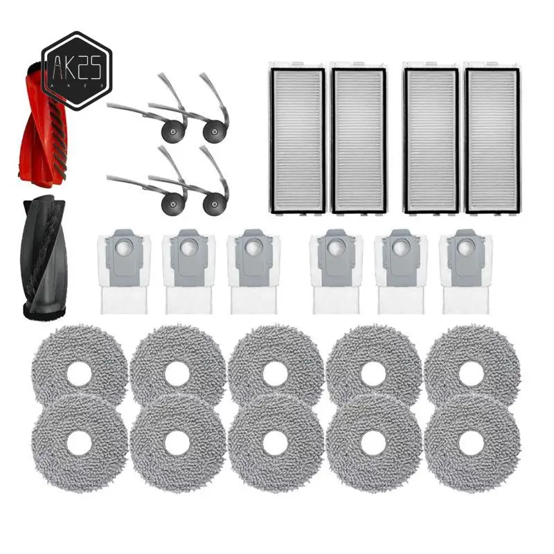 AK25 - Запасные аксессуары для Roborock Qrevo Curv: HEPA-фильтр, салфетка для влажной уборки, мешок для сбора пыли, основная и боковые щетки
AK25 - Запасные аксессуары для Roborock Qrevo Curv: HEPA-фильтр, салфетка для влажной уборки, мешок для сбора пыли, основная и боковые щетки