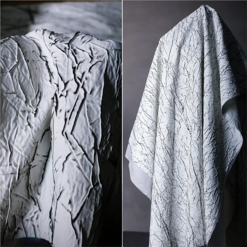 New white black crack-line pleated fabric clothing coat skirt bag handcrafted designer
New white black crack-line pleated fabric clothing coat skirt bag handcrafted designer