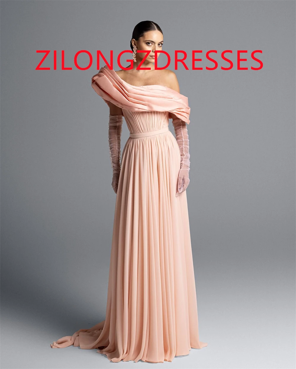 Customized Simple Pink Chiffon Evening Dress Exquisite One Shoulder Off the Shoulder Long Sleeves Zipper Back Party Gowns
Customized Simple Pink Chiffon Evening Dress Exquisite One Shoulder Off the Shoulder Long Sleeves Zipper Back Party Gowns