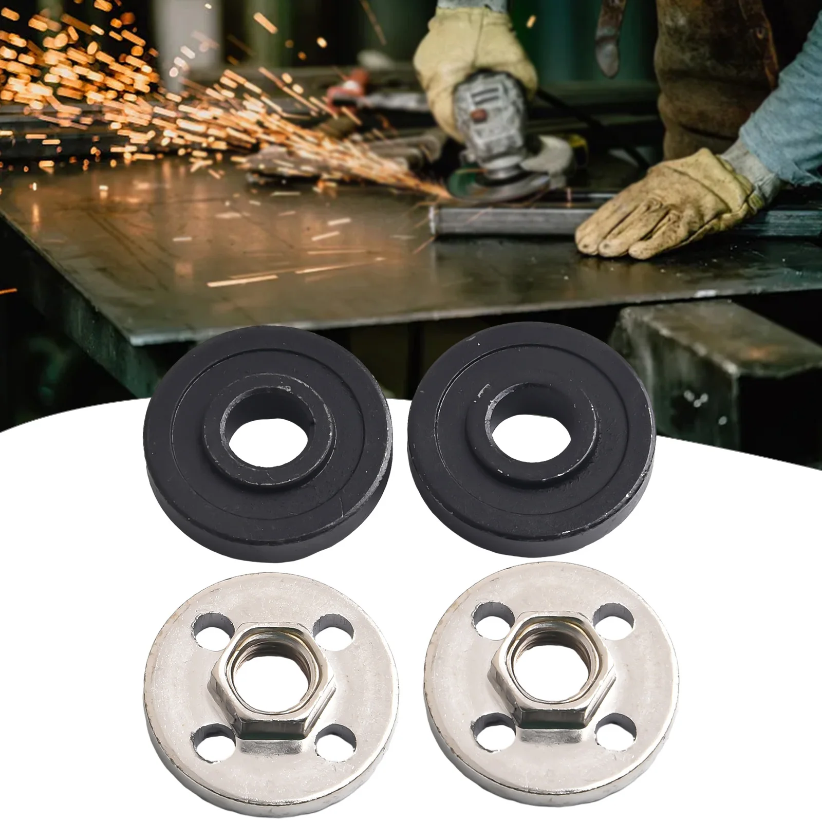 4pcs/set Angle Grinder Pressure Plate Pressure Plate Cover Hexagon Nut Fitting Tool For Type 100 Angle Grinder/polisher 
4pcs/set Angle Grinder Pressure Plate Pressure Plate Cover Hexagon Nut Fitting Tool For Type 100 Angle Grinder/polisher
