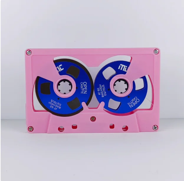 Pink shell + dark blue disc, double-sided metal hollow small open tape, 50-minute type tape
Pink shell + dark blue disc, double-sided metal hollow small open tape, 50-minute type tape