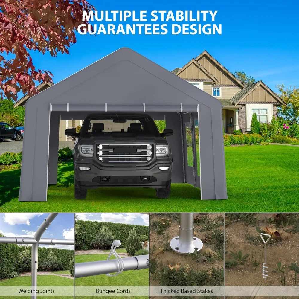 10x20 Ft Carport Heavy Duty Canopy, Portable Garage with 3 Doors & 5 Ventilated Windows, All Season Waterproof Tarp Outdoor
10x20 Ft Carport Heavy Duty Canopy, Portable Garage with 3 Doors & 5 Ventilated Windows, All Season Waterproof Tarp Outdoor