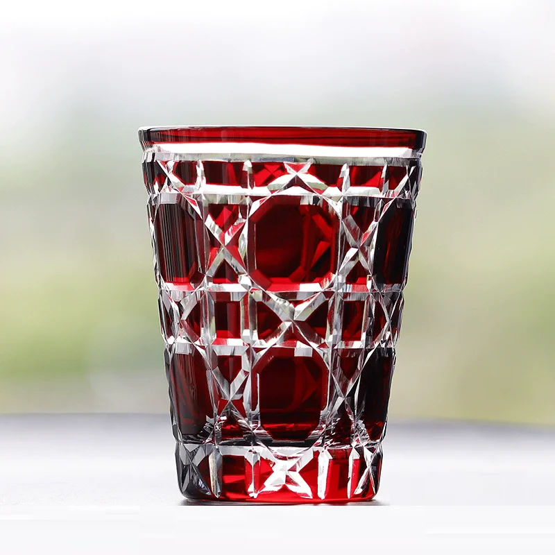 Red Handmade Highball Glass - Modern Cut Crystal Cocktail Tumbler - Art Glass for Whiskey, Iced Tea, Juice - 300ml
Red Handmade Highball Glass - Modern Cut Crystal Cocktail Tumbler - Art Glass for Whiskey, Iced Tea, Juice - 300ml