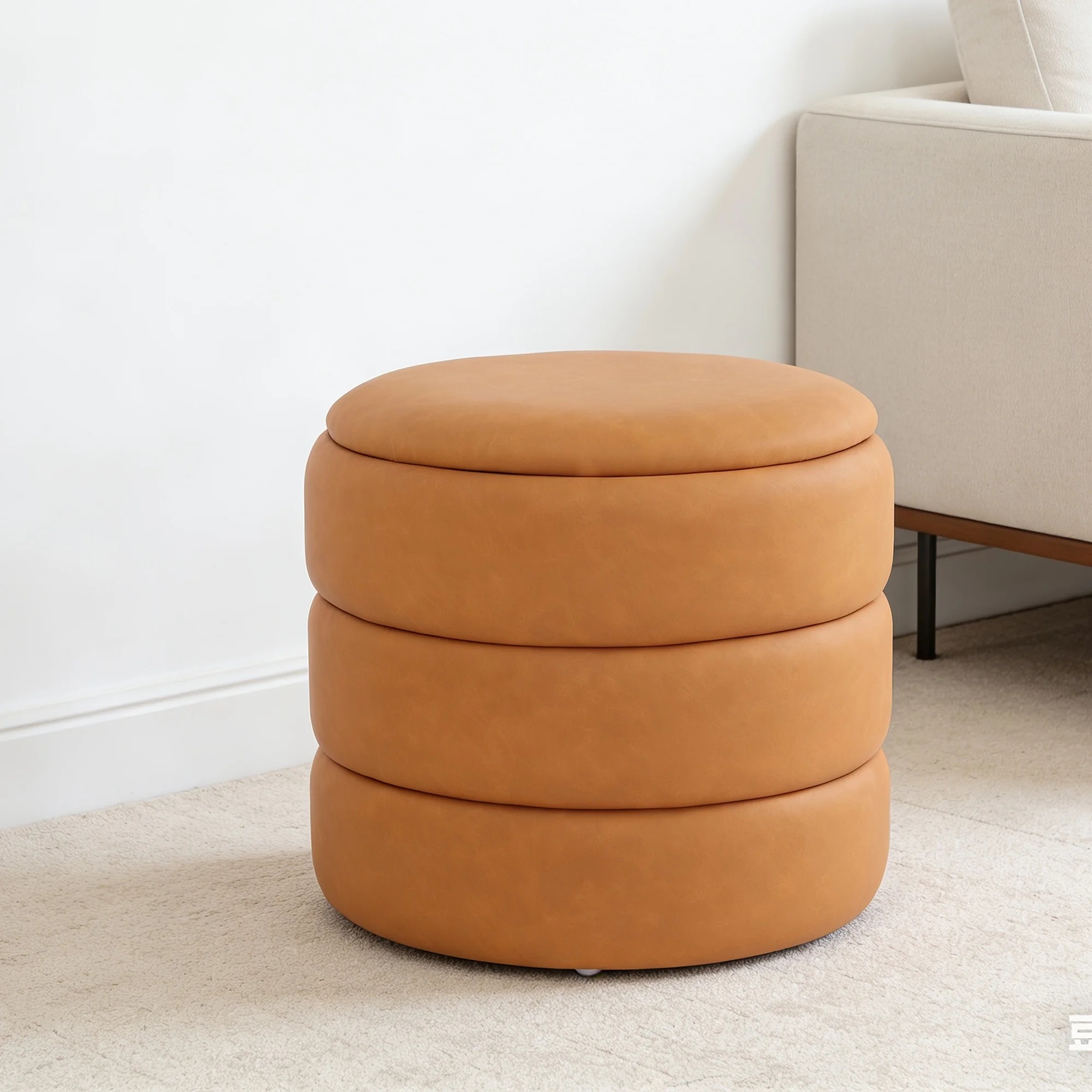 Circular Ottoman with Storage, Padded Footrest for Living Room Or Bedroom, in Brown
Circular Ottoman with Storage, Padded Footrest for Living Room Or Bedroom, in Brown