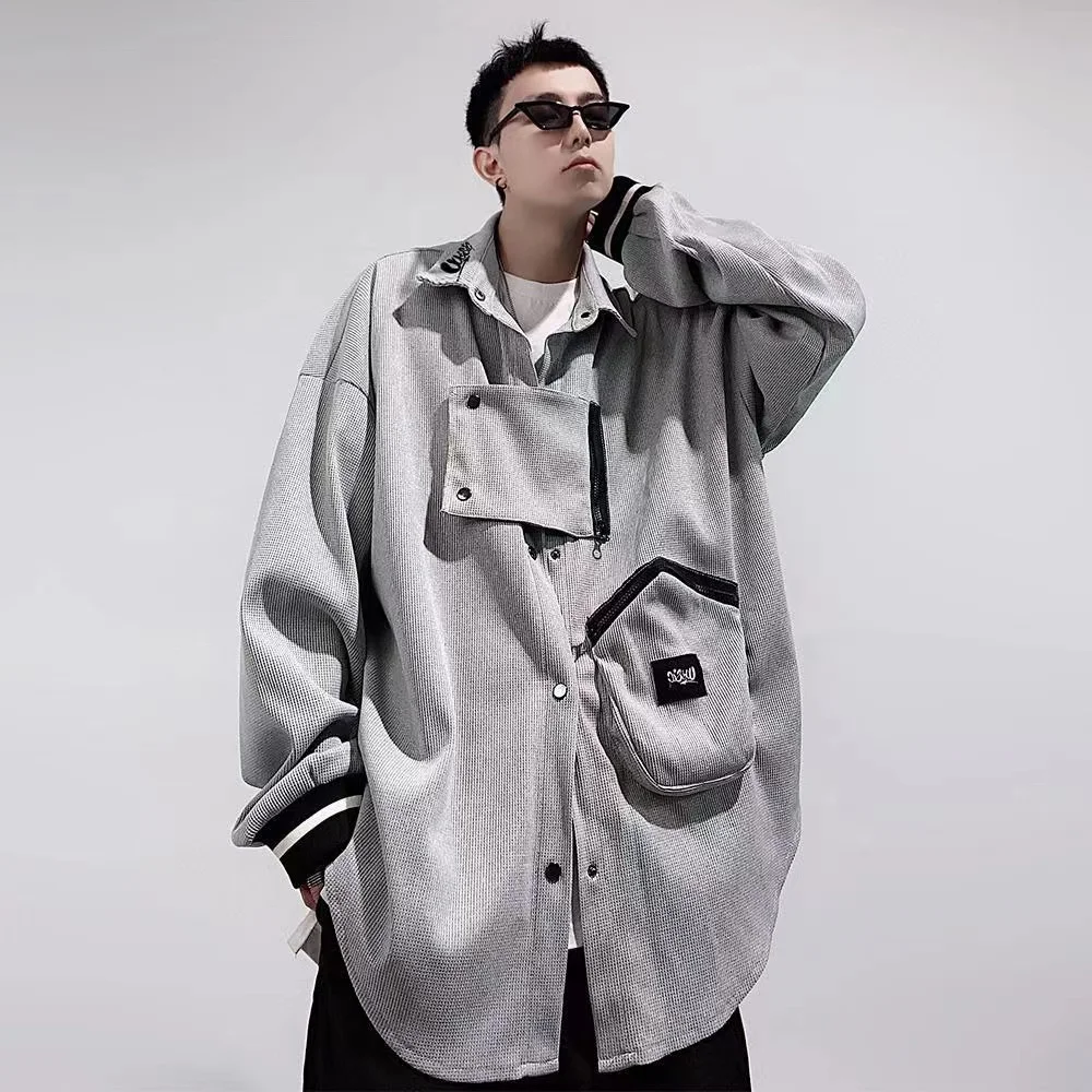 ARENS Men's Autumn New Tide Fashion Waffle Plaid Shirts Coat Couple Loose Niche Design Solid Color Long Sleeve Tops Male
ARENS Men's Autumn New Tide Fashion Waffle Plaid Shirts Coat Couple Loose Niche Design Solid Color Long Sleeve Tops Male