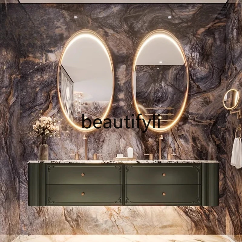 Designer natural luxury stone French solid wood paint bathroom cabinet toilet washstand hand washbasin combination
Designer natural luxury stone French solid wood paint bathroom cabinet toilet washstand hand washbasin combination