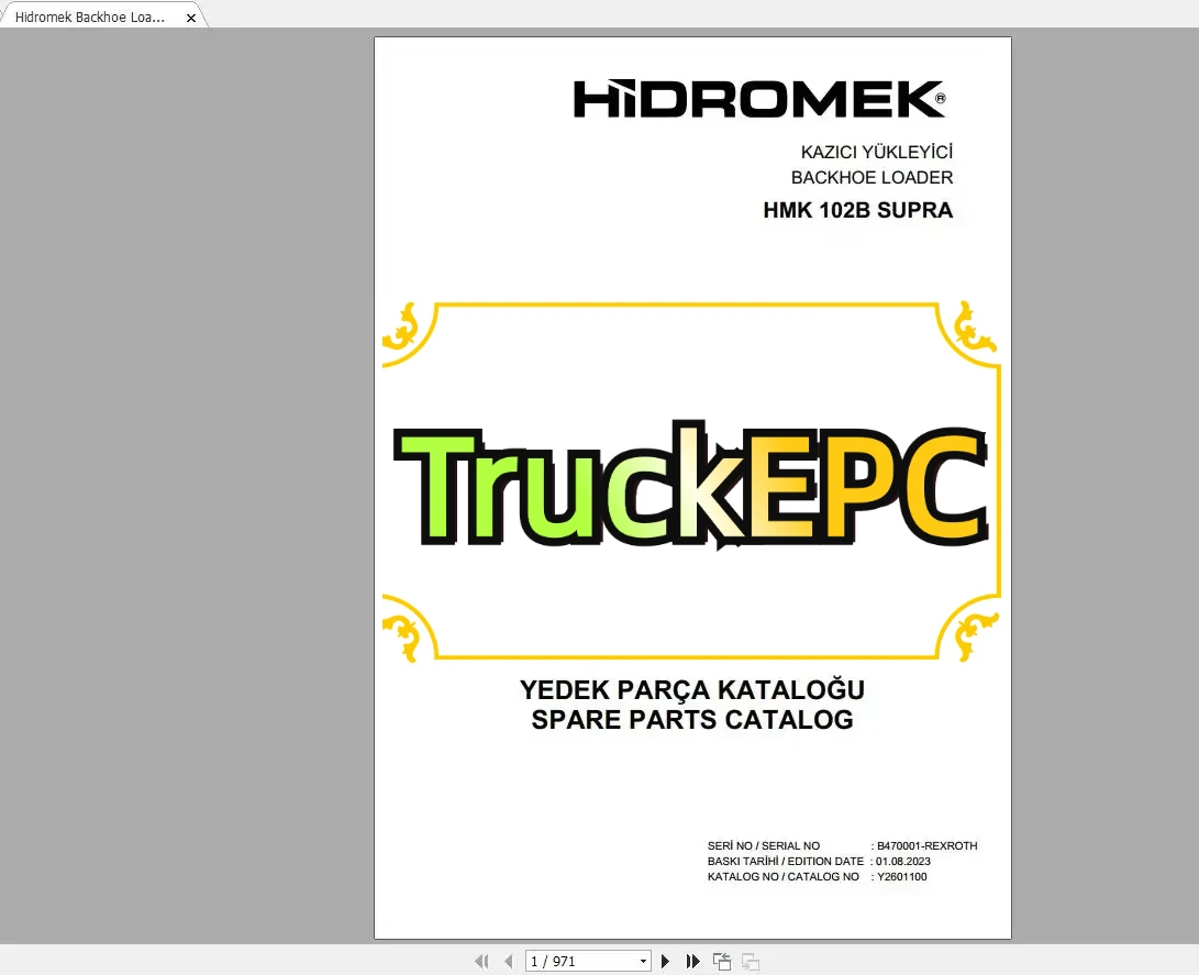 TruckEPC Hidromek Machinery Обновленный каталог запасных частей 12.2023 PDF
TruckEPC Hidromek Machinery Обновленный каталог запасных частей 12.2023 PDF