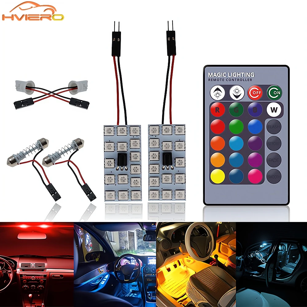 2pc Car Leds T10 5050 12SMD 15SMD 24SMD 36SMD Remote Control RGB Panel Reading Dome Festoon BA9S Adapter 12V Interior Auto Light
2pc Car Leds T10 5050 12SMD 15SMD 24SMD 36SMD Remote Control RGB Panel Reading Dome Festoon BA9S Adapter 12V Interior Auto Light