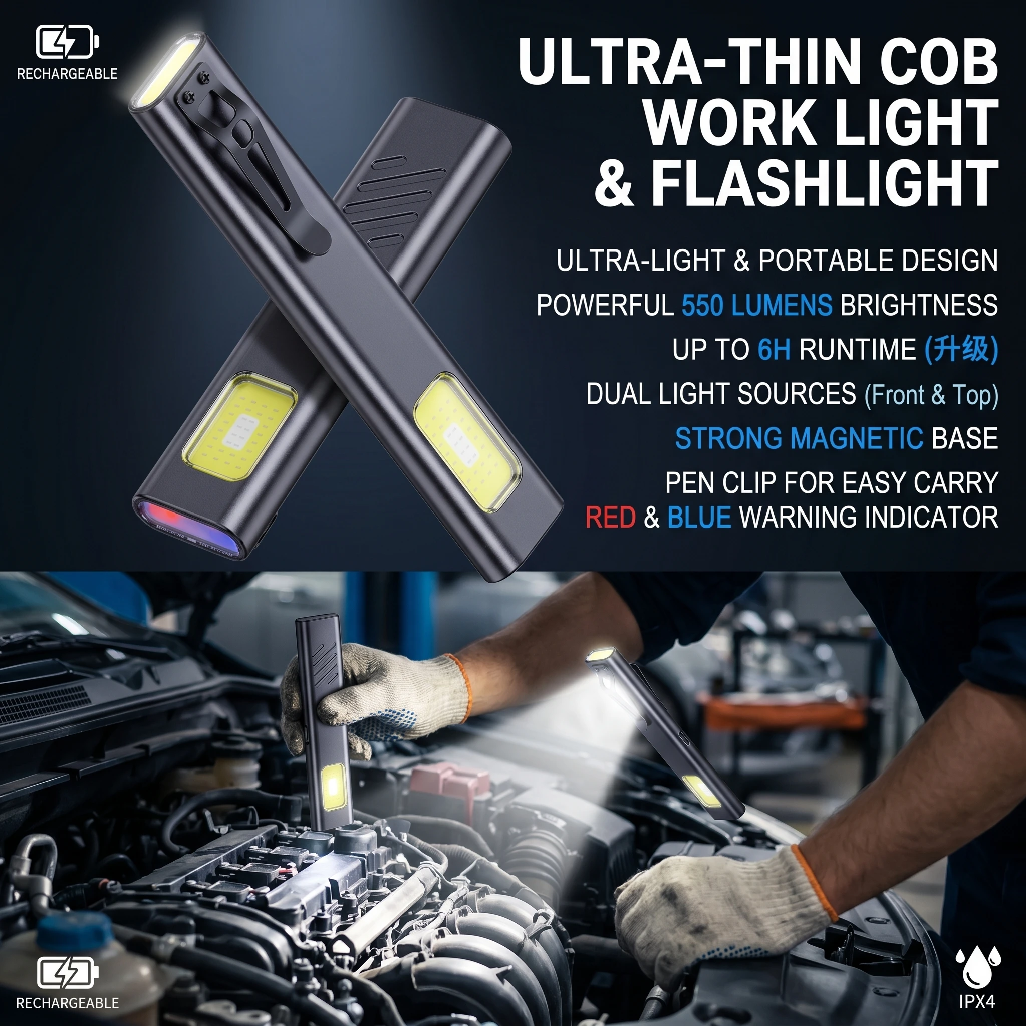 1/2 Pcs Mini Portable Outdoor LED Flashlight Rechargeable Magnetic Waterproof Strobe for EDC & Travel & Auto Repair & Camping
1/2 Pcs Mini Portable Outdoor LED Flashlight Rechargeable Magnetic Waterproof Strobe for EDC & Travel & Auto Repair & Camping