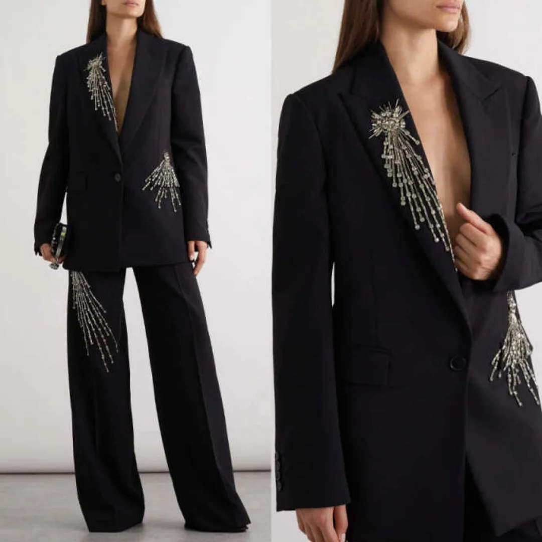 Fashion Crystals Women Suits One Piece Peaked Lapel Pant Sets Plus Size Office Ladies Work Customized Business Party Outfits
Fashion Crystals Women Suits One Piece Peaked Lapel Pant Sets Plus Size Office Ladies Work Customized Business Party Outfits