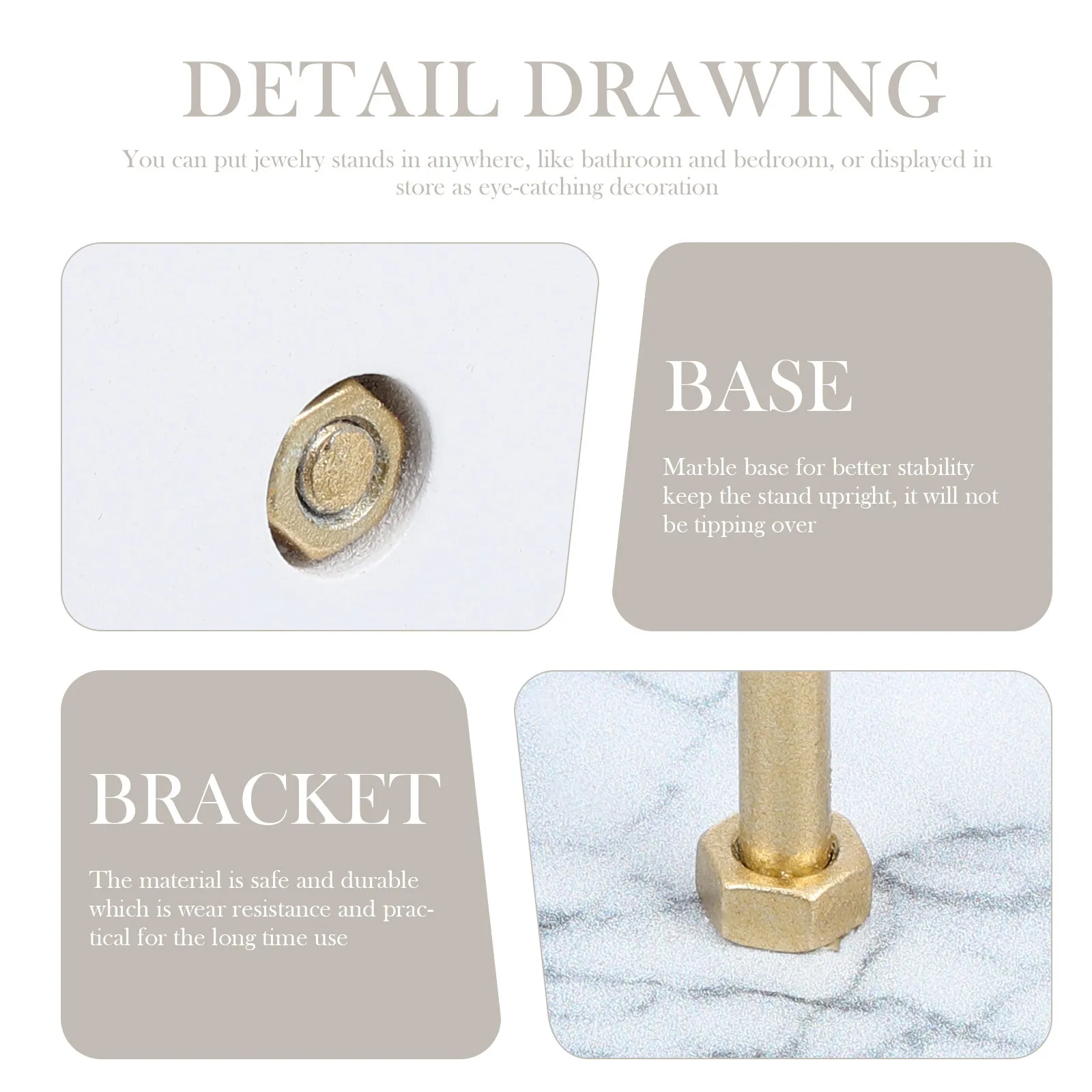 Iron Art Jewelry Display Stand Marble Base T Bar Earring Holder Organizer Necklace Rack Jewelry Storage Rack for Bathroom
Iron Art Jewelry Display Stand Marble Base T Bar Earring Holder Organizer Necklace Rack Jewelry Storage Rack for Bathroom