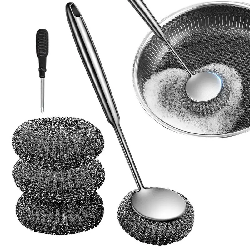 Stainless Steel Wool Scrubber With Handle Brush Scrubber Reusable Stainless Steel Scrubber Brush For Dish Washing For Home
Stainless Steel Wool Scrubber With Handle Brush Scrubber Reusable Stainless Steel Scrubber Brush For Dish Washing For Home