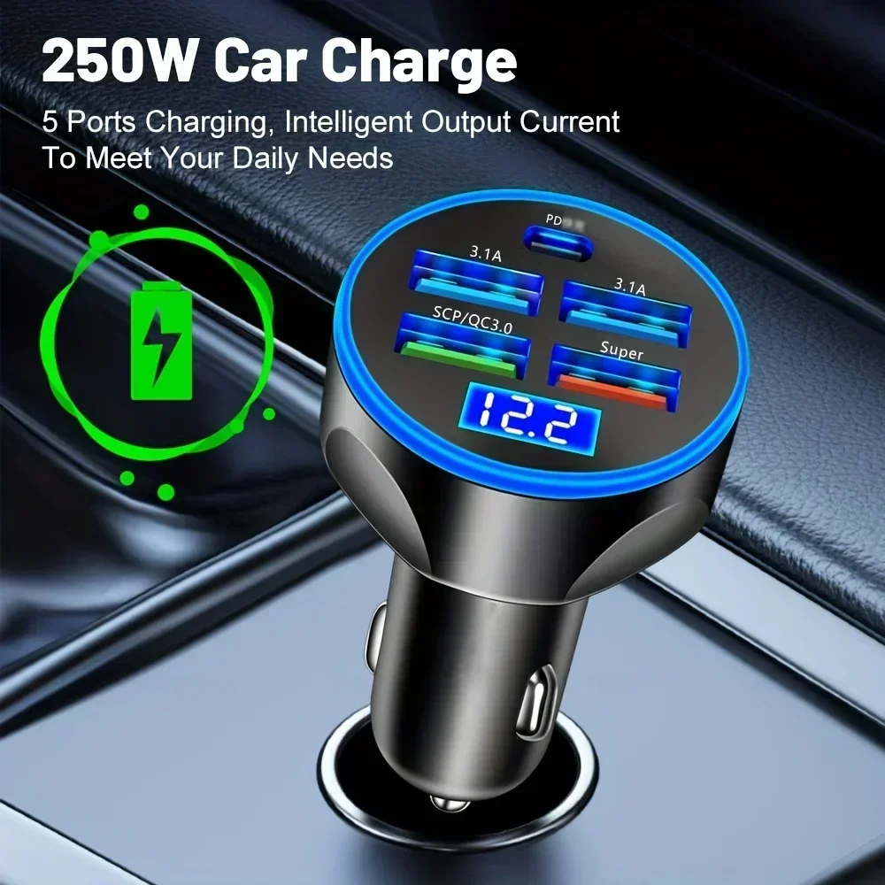 Universal Mobile Phone PD Type C Car Charger 6 Ports Car Smartphone Fast QC 3.0 Charging For IPhone Samsung Xiaomi Huawei
Universal Mobile Phone PD Type C Car Charger 6 Ports Car Smartphone Fast QC 3.0 Charging For IPhone Samsung Xiaomi Huawei