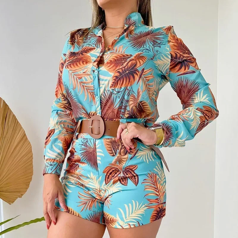 Elegant Women Print Two Piece Shorts Set Autumn Y2K New Long Sleeve Button Shirt Top Skinny Shorts Suit Tracksuit Outfits
Elegant Women Print Two Piece Shorts Set Autumn Y2K New Long Sleeve Button Shirt Top Skinny Shorts Suit Tracksuit Outfits