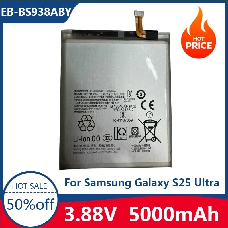 New High-Quality 5000mAh EB-BS938ABY For Samsung Galaxy S25 Ultra S938B S938N S938W S938U S938Q S938D S938J SCG32 Batteries
New High-Quality 5000mAh EB-BS938ABY For Samsung Galaxy S25 Ultra S938B S938N S938W S938U S938Q S938D S938J SCG32 Batteries