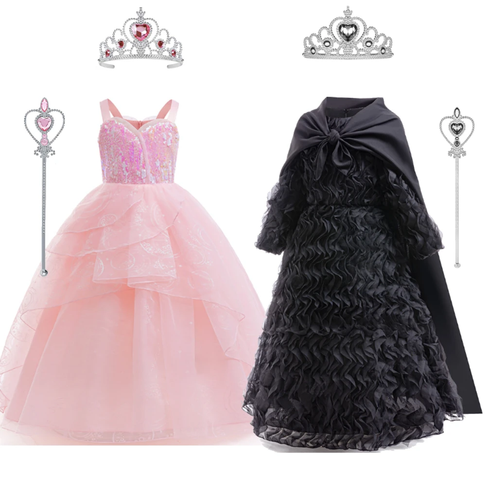 Movie Wicked Cosplay Costume Elphaba Witches Dress Cloak Wand Hat Outfit Set for Girls Kids Halloween Carnival Clothes
Movie Wicked Cosplay Costume Elphaba Witches Dress Cloak Wand Hat Outfit Set for Girls Kids Halloween Carnival Clothes