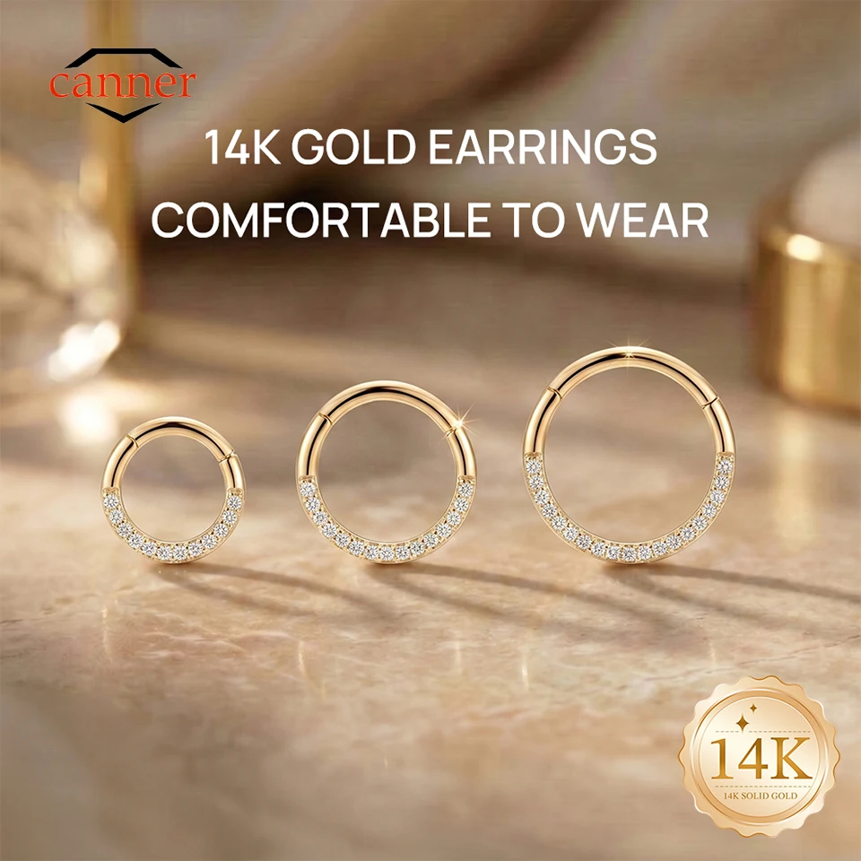 CANNER 1PC 14K Solid Gold 6/8/10mm Classic Piercing Hoop Earring For Women Hypoallergenic Nose Ring Earring Fine Jewelry Gift
CANNER 1PC 14K Solid Gold 6/8/10mm Classic Piercing Hoop Earring For Women Hypoallergenic Nose Ring Earring Fine Jewelry Gift