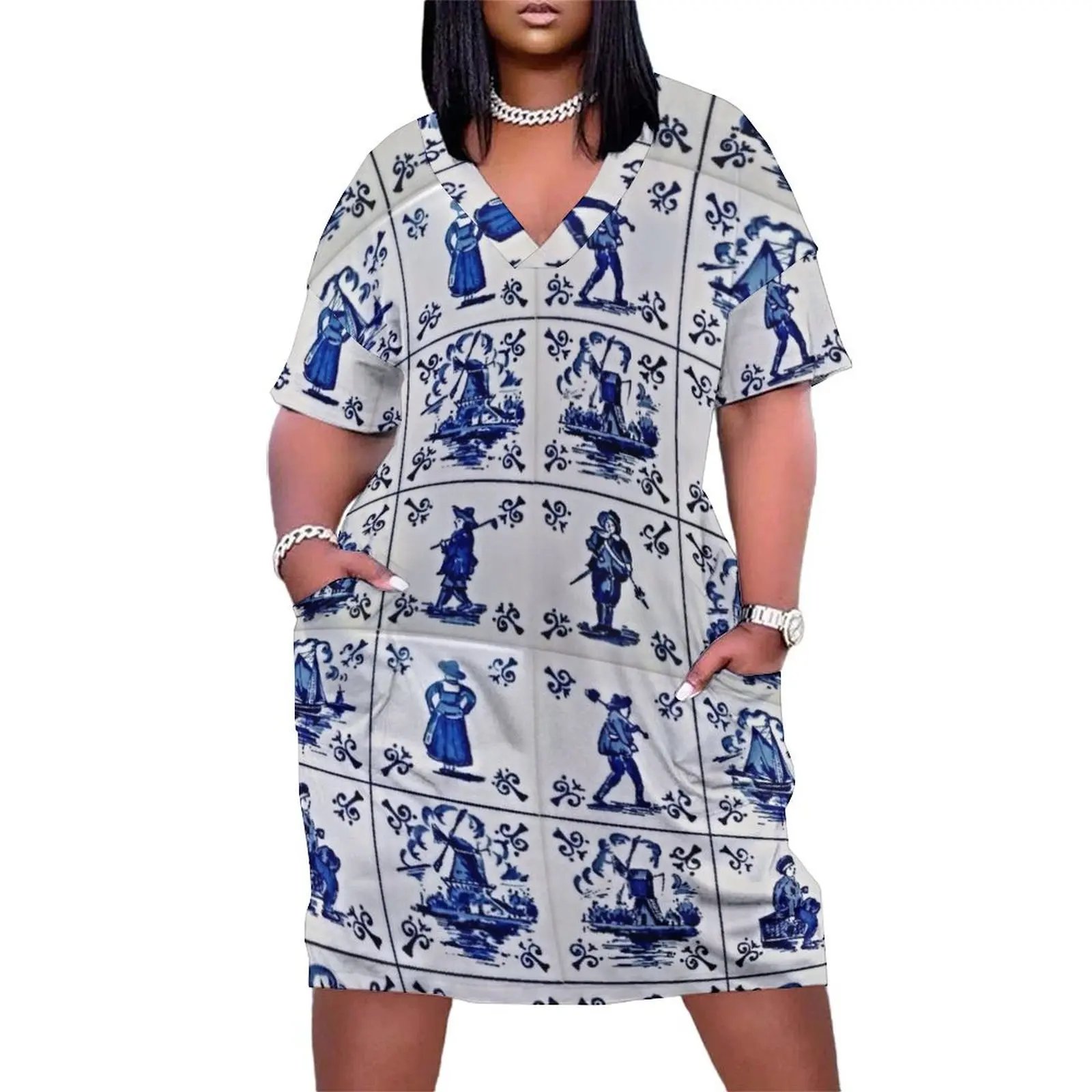 Vintage Delft Tile in Blue and White. Loose Pocket Dress Bride dresses summer clothes for women
Vintage Delft Tile in Blue and White. Loose Pocket Dress Bride dresses summer clothes for women