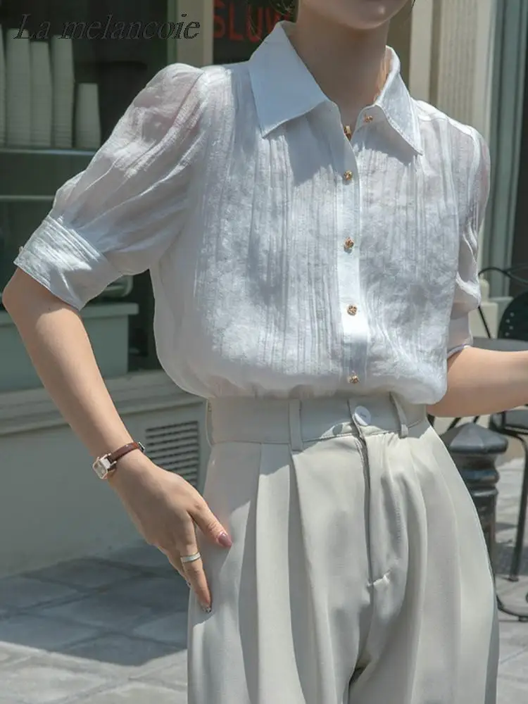 White Shirts For Women Summer 2024 New Fashion Korean French Button Up Bubble Sleeve Chic Blouse Casual Loose Solid Tops Female
White Shirts For Women Summer 2024 New Fashion Korean French Button Up Bubble Sleeve Chic Blouse Casual Loose Solid Tops Female