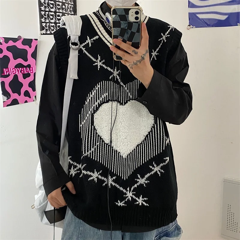 Fashion Retro Heart-shaped V-neck Woolen Vest for Men and Women Harajuku College Style Loose Hip-hop Sweater Spring and Autumn
Fashion Retro Heart-shaped V-neck Woolen Vest for Men and Women Harajuku College Style Loose Hip-hop Sweater Spring and Autumn
