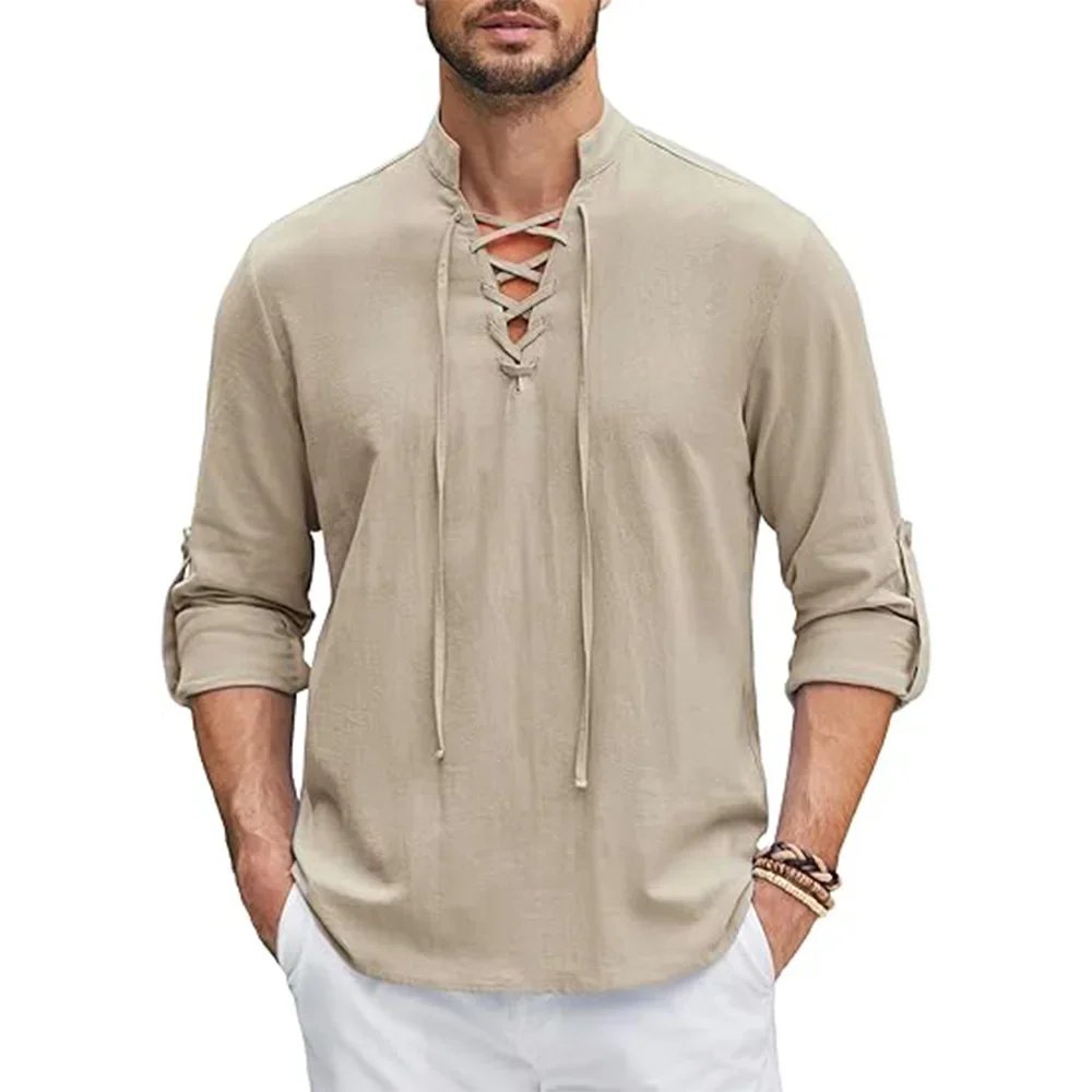 New Men's Renaissance Shirt Pirate Medieval Viking Top Cotton Linen Shirts Men Long Sleeved Halloween Costume
New Men's Renaissance Shirt Pirate Medieval Viking Top Cotton Linen Shirts Men Long Sleeved Halloween Costume