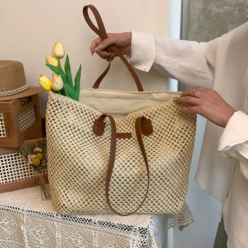 Fashion and Minimalist Ma'am Shoulder Bag Summer Beach Large Capacity Tote Bag Bag Women's Retro Solid Color New Weave Handbags
Fashion and Minimalist Ma'am Shoulder Bag Summer Beach Large Capacity Tote Bag Bag Women's Retro Solid Color New Weave Handbags