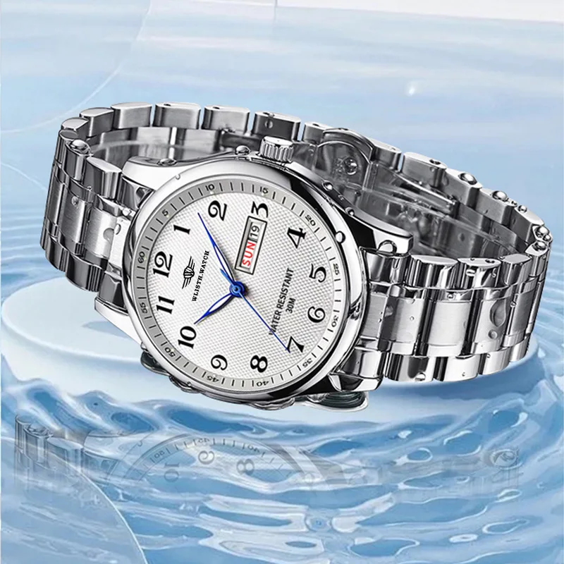 Luxury* Men’s Business Watch, Swiss Style Waterproof Quartz Timepiece with Double Calendar and Steel Strap
Luxury* Men’s Business Watch, Swiss Style Waterproof Quartz Timepiece with Double Calendar and Steel Strap