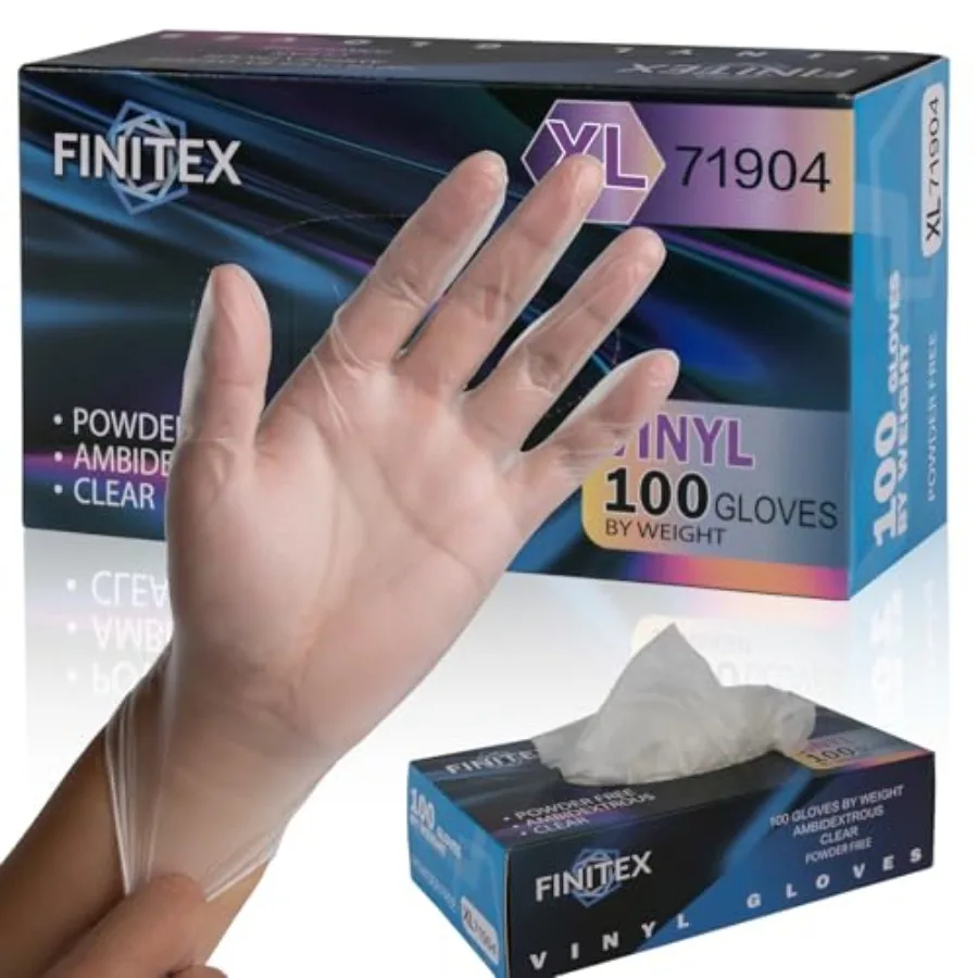 FINITEX Clear Vinyl Gloves Disposable Gloves Food Safe Latex-Free Food Prep Exam Gloves Box of 100/1000
FINITEX Clear Vinyl Gloves Disposable Gloves Food Safe Latex-Free Food Prep Exam Gloves Box of 100/1000