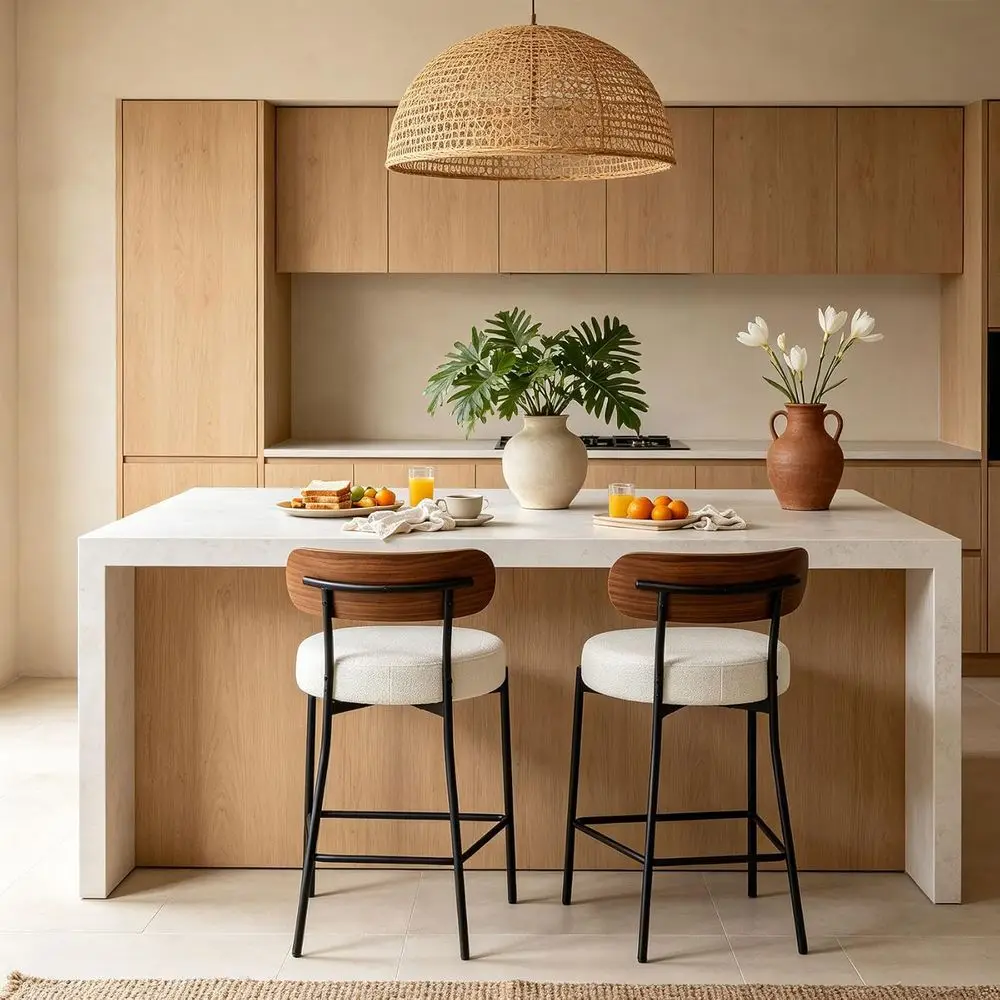 Pair of 24 White Upholstered Bar Stools, Counter Height with Wood Back, Suitable for Kitchen Island or Home Celebrations
Pair of 24 White Upholstered Bar Stools, Counter Height with Wood Back, Suitable for Kitchen Island or Home Celebrations
