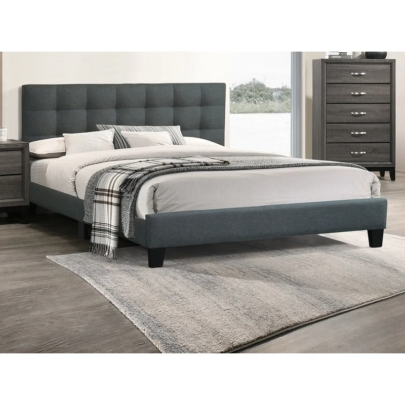 Modern Full Size Platform Bed Frame with Charcoal Polyfiber Tufted Headboard
Modern Full Size Platform Bed Frame with Charcoal Polyfiber Tufted Headboard