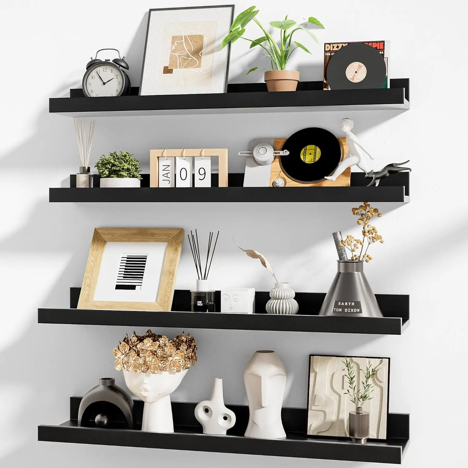 Picture Ledge Shelf,24 inch Long Floating Shelves for Wall Set of 4,Black Picture Shelf with Lip for Wall Decor,Living
Picture Ledge Shelf,24 inch Long Floating Shelves for Wall Set of 4,Black Picture Shelf with Lip for Wall Decor,Living