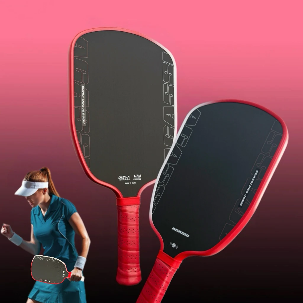 1Pc, Professional Pickleball Racket - 16mm T700 Carbon Fiber Agassi Pro Racket, Enhanced Strength and Feel, Red and White Design
1Pc, Professional Pickleball Racket - 16mm T700 Carbon Fiber Agassi Pro Racket, Enhanced Strength and Feel, Red and White Design