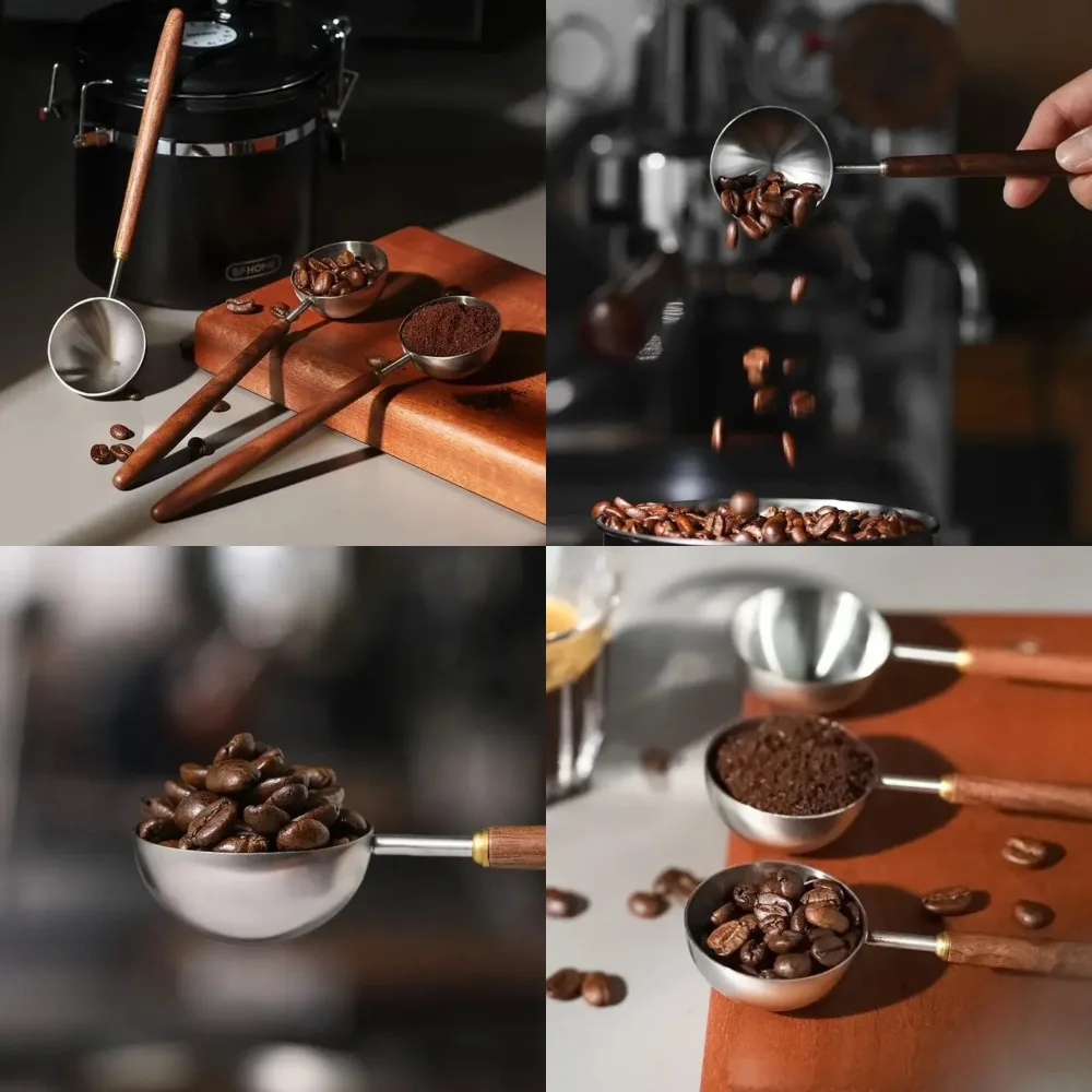High Profile Long Handle Stainless Steel Walnut Coffee Bean Measuring Spoons for Household Tools with Precision Level
High Profile Long Handle Stainless Steel Walnut Coffee Bean Measuring Spoons for Household Tools with Precision Level
